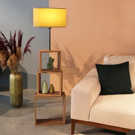 Opviq Lámpara de Pie AYD - 2904 Beige y Madera